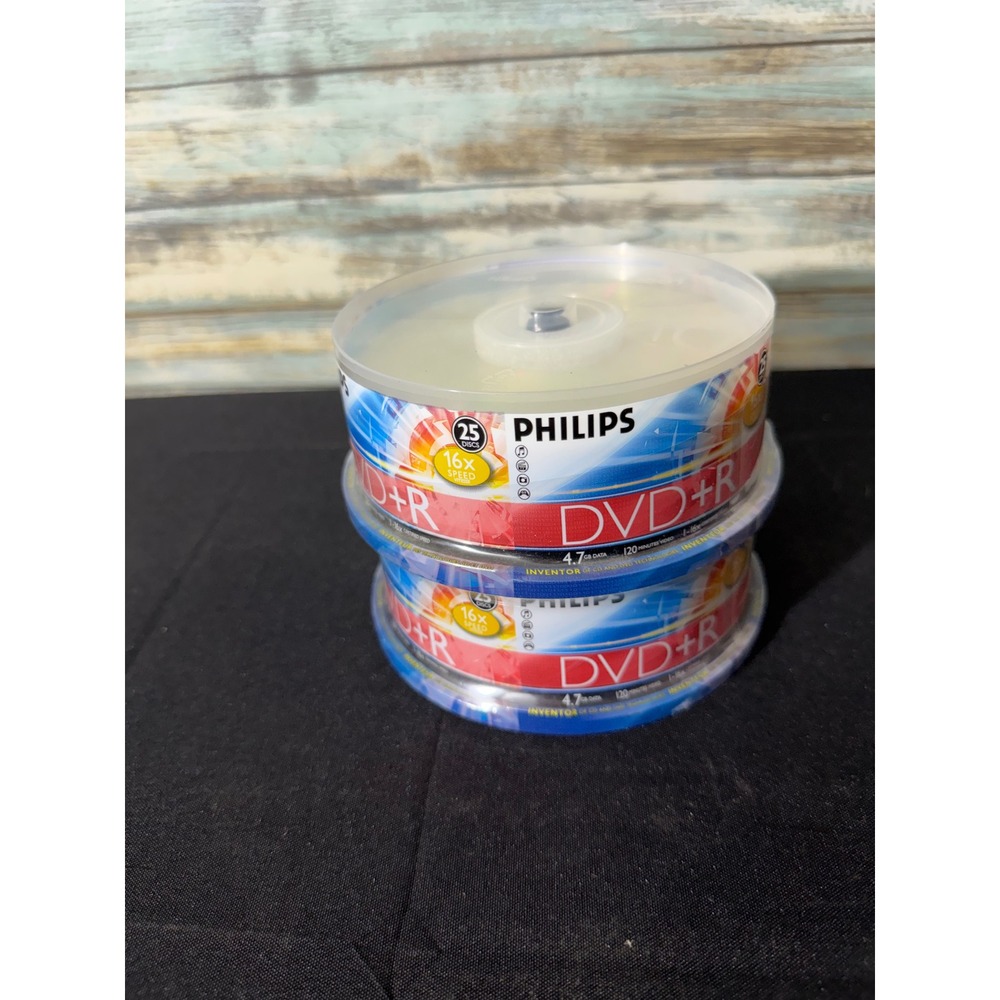 Philips DVD+R 50 Pack 4.7GB 16x Speed‎ New Sealed 2x25 Spindles DR4S6B50P/17